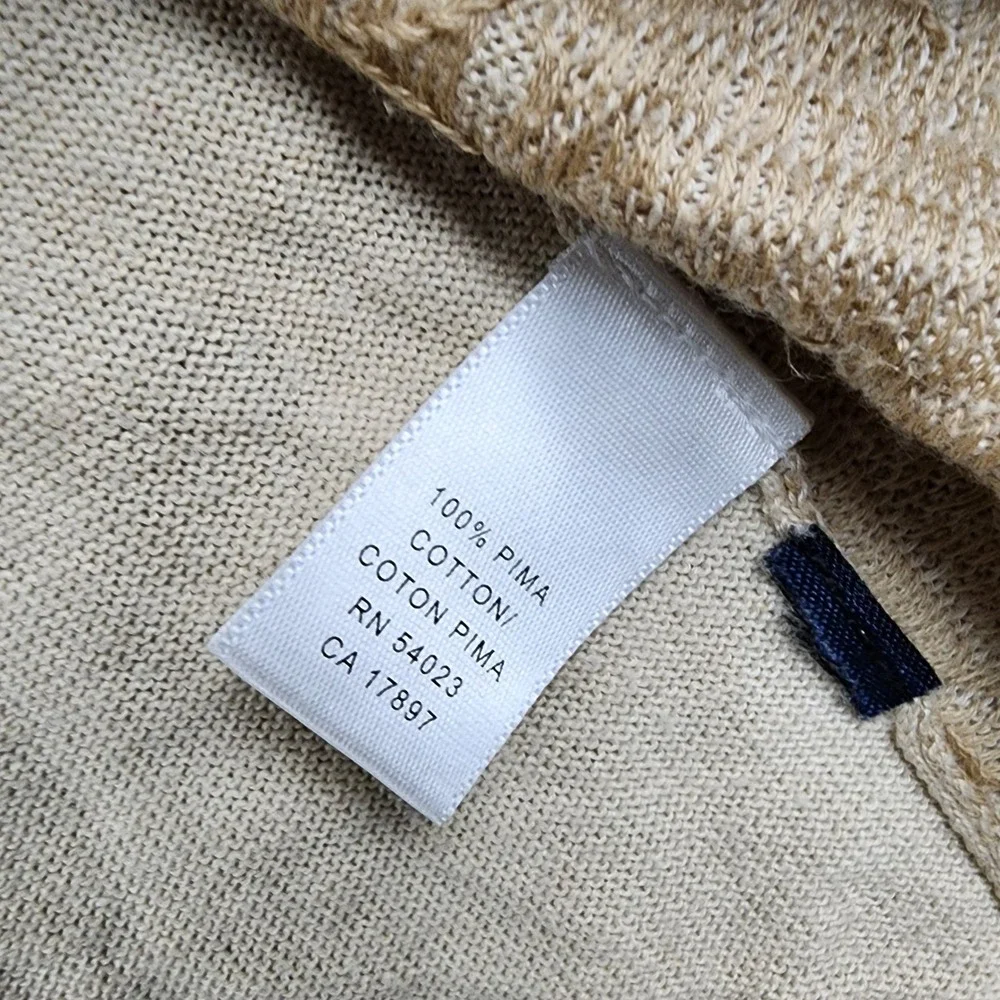 Banana‎ Republic Knit Polo Shirt Mens Large Beige Vintage Pima Cotton Geometric